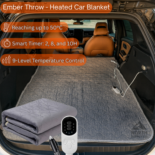Ember Throw – Soft Fleece Heated Car Blanket with Plug-In Power & Rapid Warmth